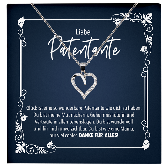 22Feels® Patentante Geschenk - Echt Silber 925/000 Schmuckset: Herz Halskette mit Botschaftskarte-Schmuck mit Botschaftskarte - Herz21-22Feels