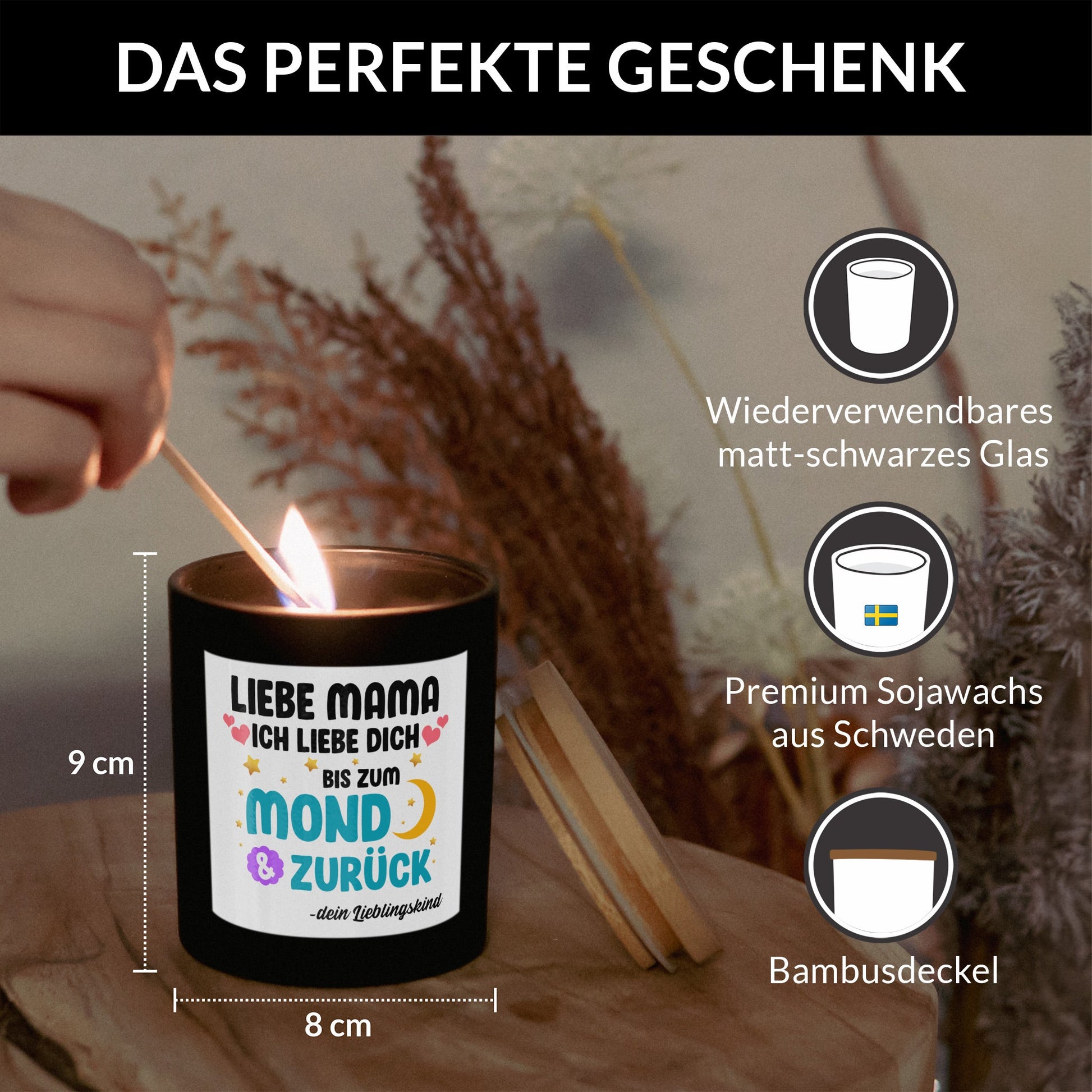22Feels® Mama Geschenk HANDGEMACHTE Sojawachs Duft-Kerze im Glas (ZITRUS, VEGAN)-Spruchkerzen B1K1-22Feels