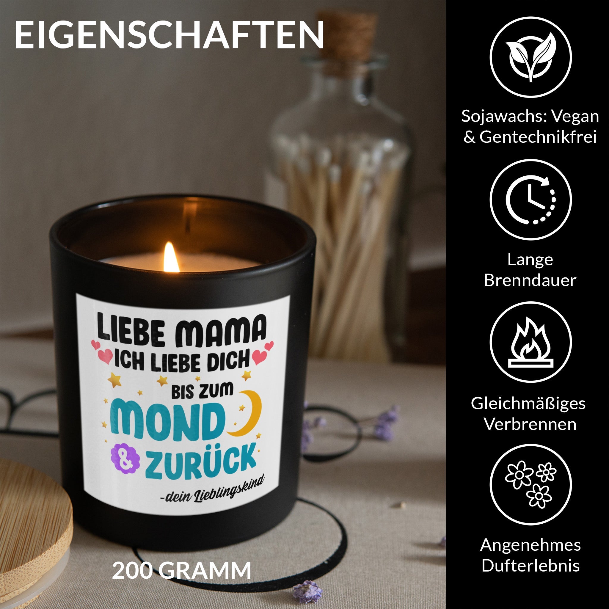 22Feels® Mama Geschenk HANDGEMACHTE Sojawachs Duft-Kerze im Glas (ZITRUS, VEGAN)-Spruchkerzen B1K1-22Feels