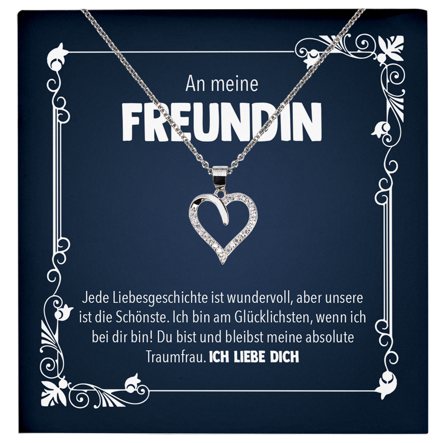 22Feels® Freundin Geschenk zu Jahrestag, Valentinstag und co. - Echt Silber 925/000 Schmuckset: Herz Halskette mit Botschaftskarte-Schmuck mit Botschaftskarte - Herz21-22Feels