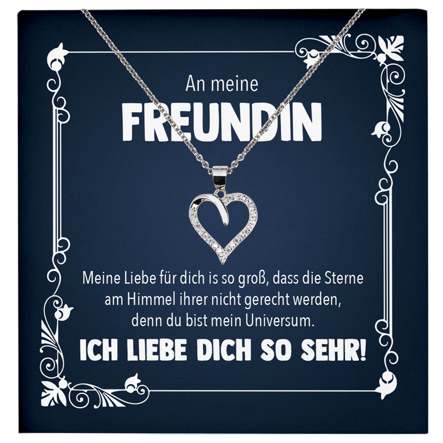 22Feels® Jahrestag, Valentinstag und co. Geschenk für Freundin - Echt Silber 925/000 Schmuckset: Herz Halskette mit Botschaftskarte-Schmuck mit Botschaftskarte - Herz21-22Feels