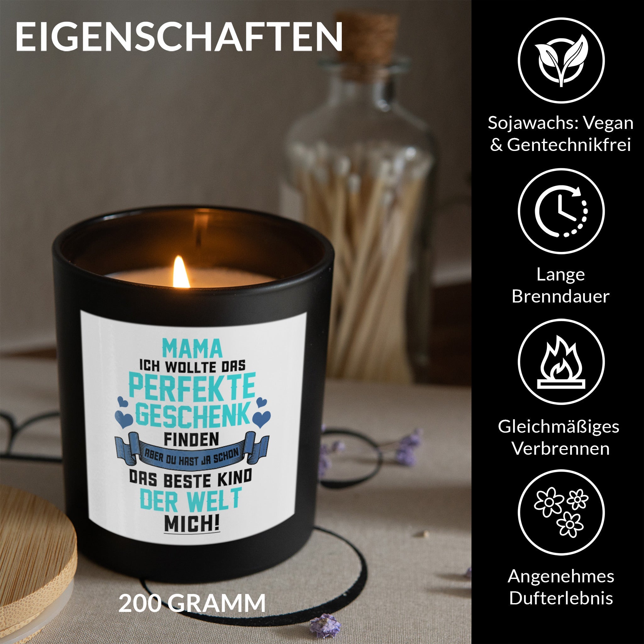 22Feels® Mama Geschenk HANDGEMACHTE Sojawachs Duft-Kerze im Glas (ZITRUS, VEGAN)-Spruchkerzen B1K1-22Feels