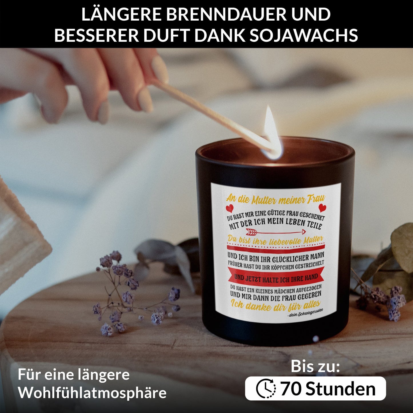 22Feels® Schwiegermama Geschenk HANDGEMACHTE Sojawachs Duft-Kerze im Glas (ZITRUS, VEGAN)-Spruchkerzen B1K1-22Feels