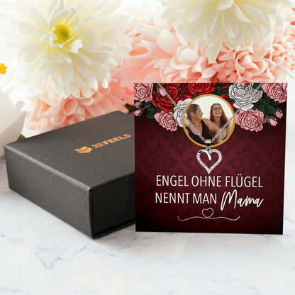 22Feels® Mama Schmuck Personalisiertes Geschenk Muttertag Geburtstag Frauen Halskette Personalisisierbar Karte Herz Collier Echt Silber Weihnachten-Schmuck mit Botschaftskarte - Herz21-22Feels