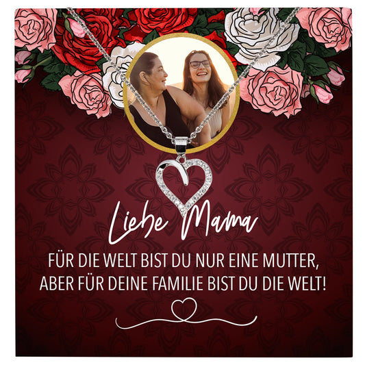 22Feels® Mama Schmuck Personalisiertes Geschenk Muttertag Geburtstag Frauen Halskette Personalisisierbar Karte Herz Collier Echt Silber Weihnachten-Schmuck mit Botschaftskarte - Herz21-22Feels