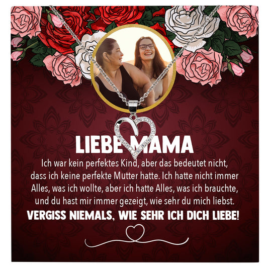 22Feels® Mama Schmuck Personalisiertes Geschenk Muttertag Geburtstag Frauen Halskette Personalisisierbar Karte Herz Collier Echt Silber Weihnachten-Schmuck mit Botschaftskarte - Herz21-22Feels