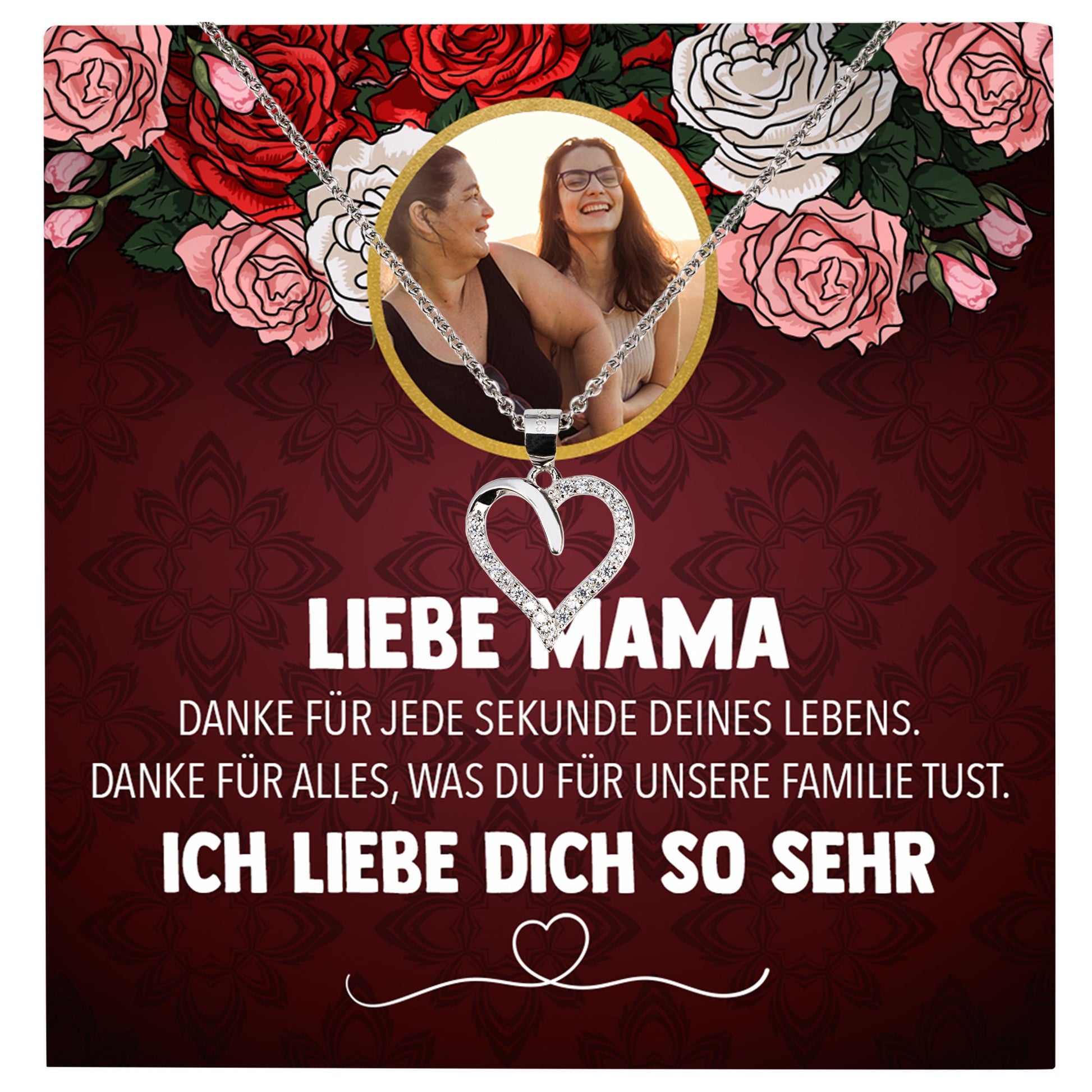 22Feels® Mama Schmuck Personalisiertes Geschenk Muttertag Geburtstag Frauen Halskette Personalisisierbar Karte Herz Collier Echt Silber Weihnachten-Schmuck mit Botschaftskarte - Herz21-22Feels