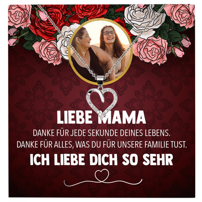 22Feels® Mama Schmuck Personalisiertes Geschenk Muttertag Geburtstag Frauen Halskette Personalisisierbar Karte Herz Collier Echt Silber Weihnachten-Schmuck mit Botschaftskarte - Herz21-22Feels