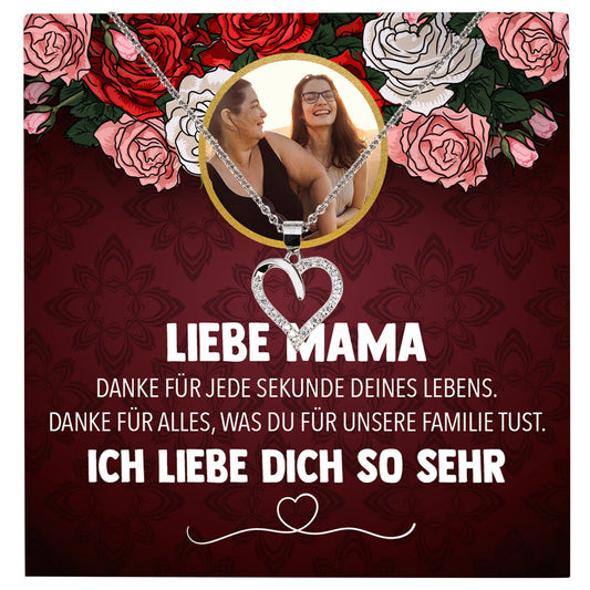 22Feels® Mama Schmuck Personalisiertes Geschenk Muttertag Geburtstag Frauen Halskette Personalisisierbar Karte Herz Collier Echt Silber Weihnachten-Schmuck mit Botschaftskarte - Herz21-22Feels