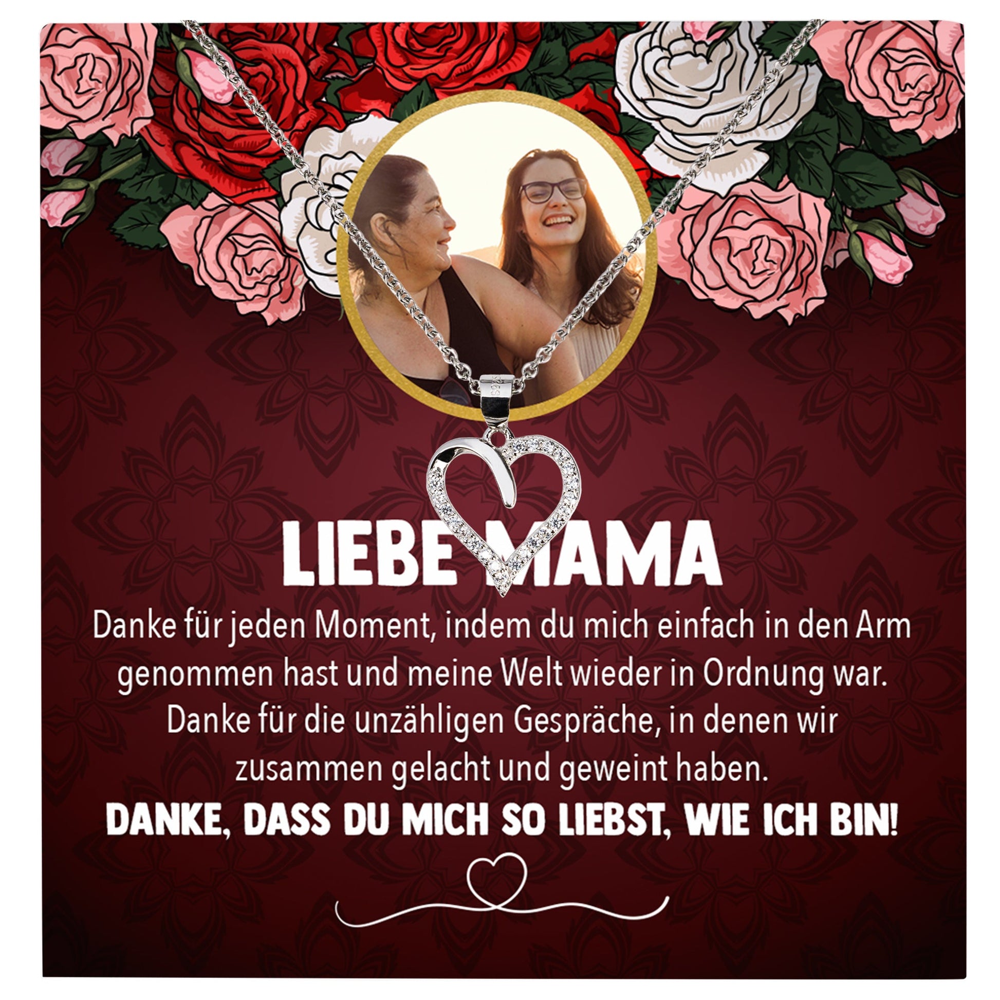 22Feels® Mama Schmuck Personalisiertes Geschenk Muttertag Geburtstag Frauen Halskette Personalisisierbar Karte Herz Collier Echt Silber Weihnachten-Schmuck mit Botschaftskarte - Herz21-22Feels