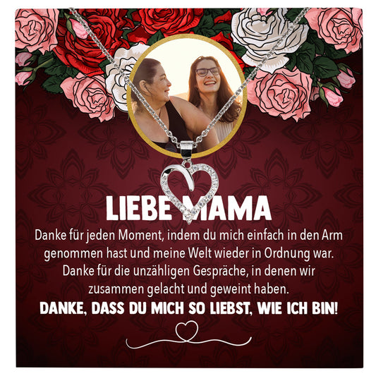 22Feels® Mama Schmuck Personalisiertes Geschenk Muttertag Geburtstag Frauen Halskette Personalisisierbar Karte Herz Collier Echt Silber Weihnachten-Schmuck mit Botschaftskarte - Herz21-22Feels