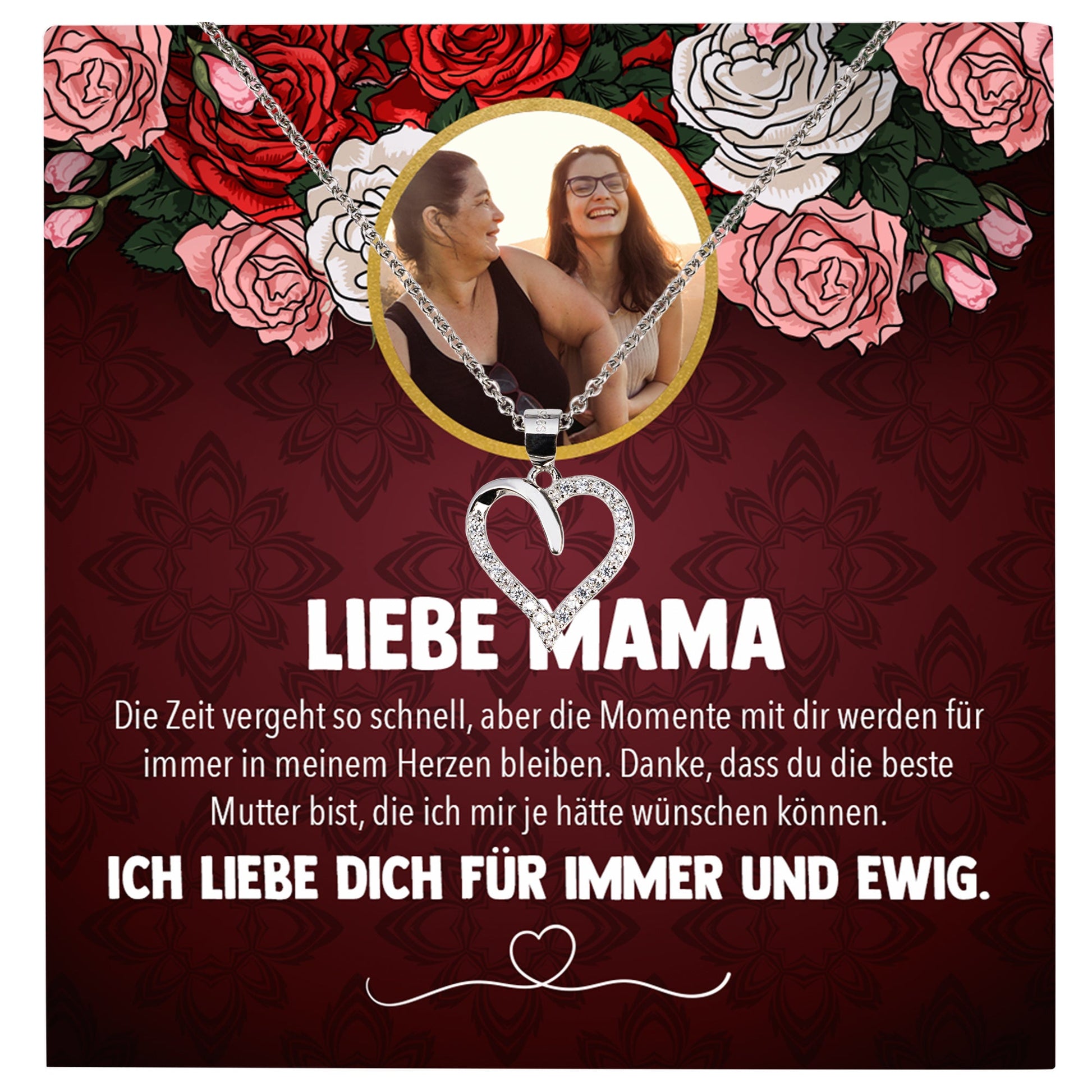 22Feels® Mama Schmuck Personalisiertes Geschenk Muttertag Geburtstag Frauen Halskette Personalisisierbar Karte Herz Collier Echt Silber Weihnachten-Schmuck mit Botschaftskarte - Herz21-22Feels