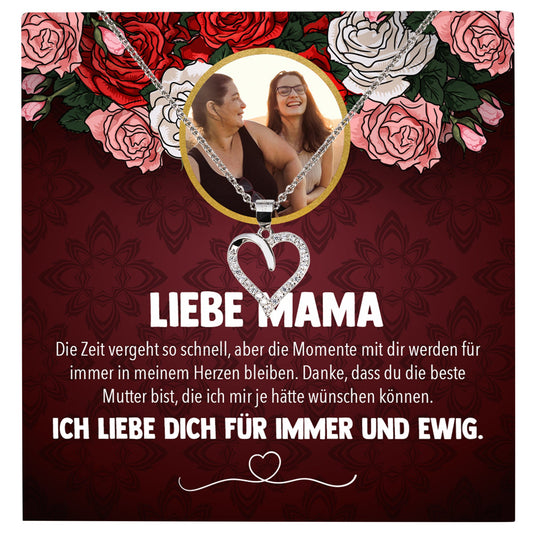 22Feels® Mama Schmuck Personalisiertes Geschenk Muttertag Geburtstag Frauen Halskette Personalisisierbar Karte Herz Collier Echt Silber Weihnachten-Schmuck mit Botschaftskarte - Herz21-22Feels
