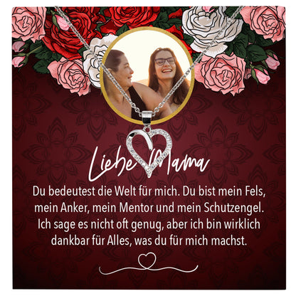22Feels® Mama Schmuck Personalisiertes Geschenk Muttertag Geburtstag Frauen Halskette Personalisisierbar Karte Herz Collier Echt Silber Weihnachten-Schmuck mit Botschaftskarte - Herz21-22Feels