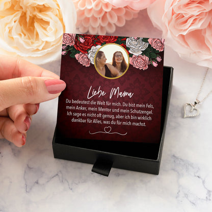 22Feels® Mama Schmuck Personalisiertes Geschenk Muttertag Geburtstag Frauen Halskette Personalisisierbar Karte Herz Collier Echt Silber Weihnachten-Schmuck mit Botschaftskarte - Herz21-22Feels