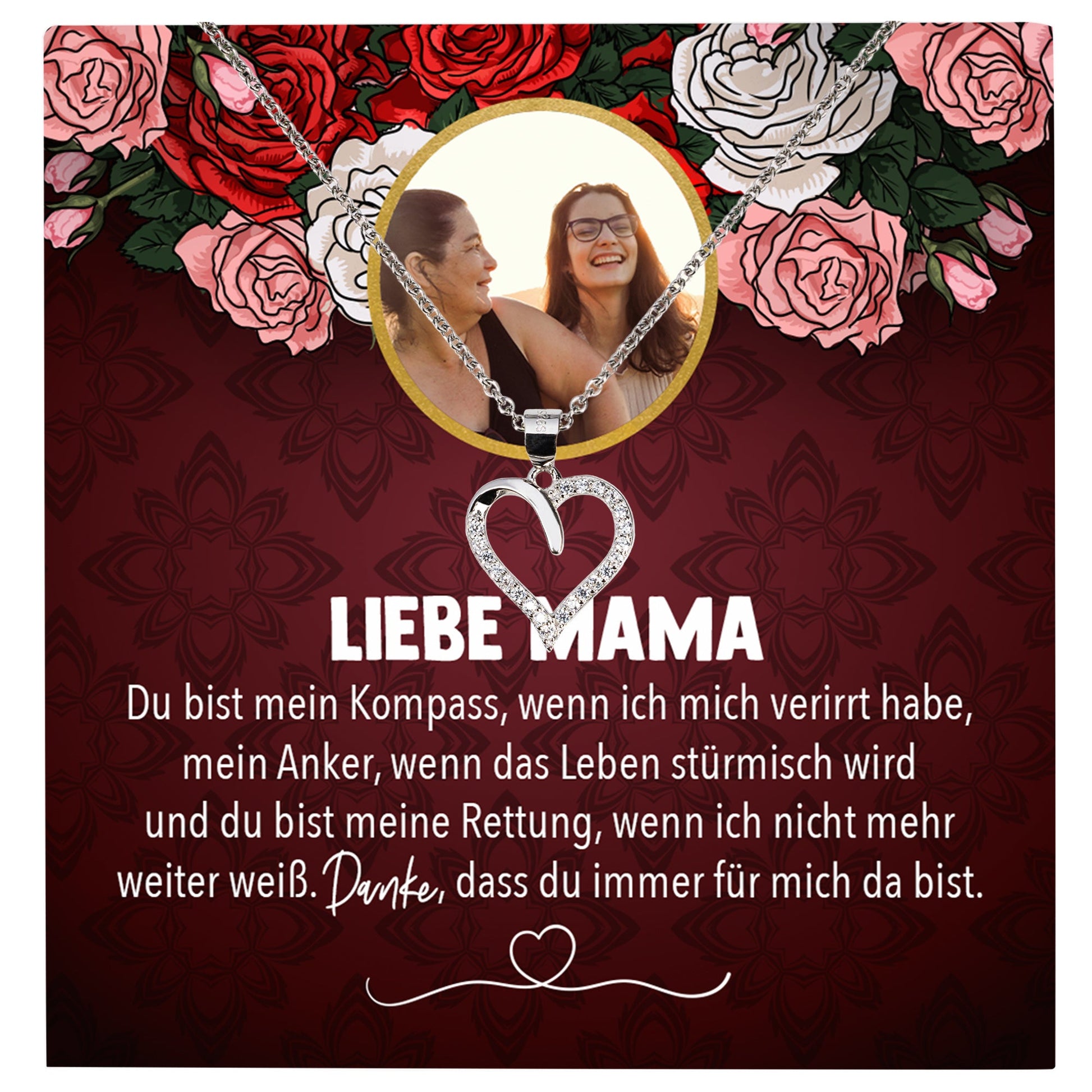 22Feels® Mama Schmuck Personalisiertes Geschenk Muttertag Geburtstag Frauen Halskette Personalisisierbar Karte Herz Collier Echt Silber Weihnachten-Schmuck mit Botschaftskarte - Herz21-22Feels