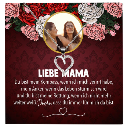 22Feels® Mama Schmuck Personalisiertes Geschenk Muttertag Geburtstag Frauen Halskette Personalisisierbar Karte Herz Collier Echt Silber Weihnachten-Schmuck mit Botschaftskarte - Herz21-22Feels