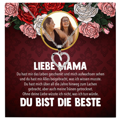 22Feels® Mama Schmuck Personalisiertes Geschenk Muttertag Geburtstag Frauen Halskette Personalisisierbar Karte Herz Collier Echt Silber Weihnachten-Schmuck mit Botschaftskarte - Herz21-22Feels
