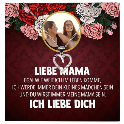 22Feels® Mama Tochter Schmuck Personalisiertes Geschenk Muttertag Geburtstag Frauen Halskette Personalisisierbar Karte Herz Collier Echt Silber Weihnachten-Schmuck mit Botschaftskarte - Herz21-22Feels