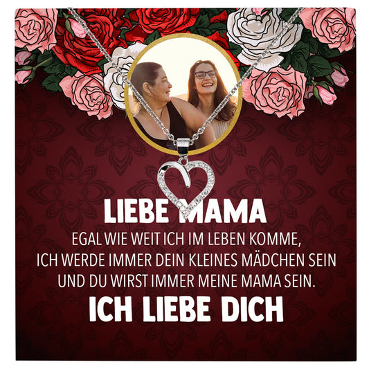 22Feels® Mama Tochter Schmuck Personalisiertes Geschenk Muttertag Geburtstag Frauen Halskette Personalisisierbar Karte Herz Collier Echt Silber Weihnachten-Schmuck mit Botschaftskarte - Herz21-22Feels