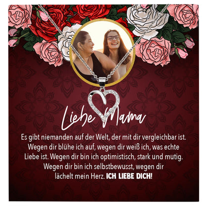 22Feels® Mama Schmuck Personalisiertes Geschenk Muttertag Geburtstag Frauen Halskette Personalisisierbar Karte Herz Collier Echt Silber Weihnachten-Schmuck mit Botschaftskarte - Herz21-22Feels