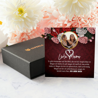 22Feels® Mama Schmuck Personalisiertes Geschenk Muttertag Geburtstag Frauen Halskette Personalisisierbar Karte Herz Collier Echt Silber Weihnachten-Schmuck mit Botschaftskarte - Herz21-22Feels