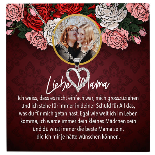 22Feels® Mama Tochter Schmuck Personalisiertes Geschenk Muttertag Geburtstag Frauen Halskette Personalisisierbar Karte Herz Collier Echt Silber Weihnachten-Schmuck mit Botschaftskarte - Herz21-22Feels