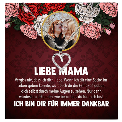 22Feels® Mama Schmuck Personalisiertes Geschenk Muttertag Geburtstag Frauen Halskette Personalisisierbar Karte Herz Collier Echt Silber Weihnachten-Schmuck mit Botschaftskarte - Herz21-22Feels