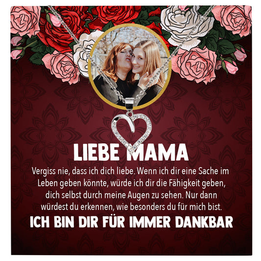 22Feels® Mama Schmuck Personalisiertes Geschenk Muttertag Geburtstag Frauen Halskette Personalisisierbar Karte Herz Collier Echt Silber Weihnachten-Schmuck mit Botschaftskarte - Herz21-22Feels