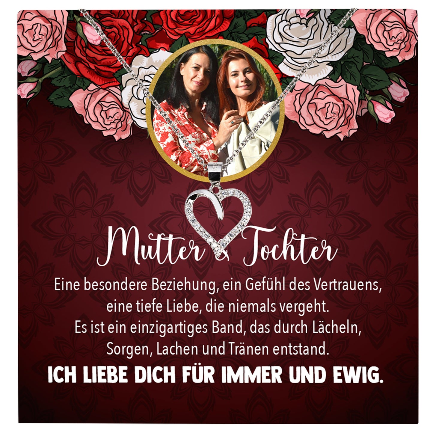 22Feels® Mama Schmuck Personalisiertes Geschenk Muttertag Geburtstag Frauen Halskette Personalisisierbar Karte Herz Collier Echt Silber Weihnachten-Schmuck mit Botschaftskarte - Herz21-22Feels