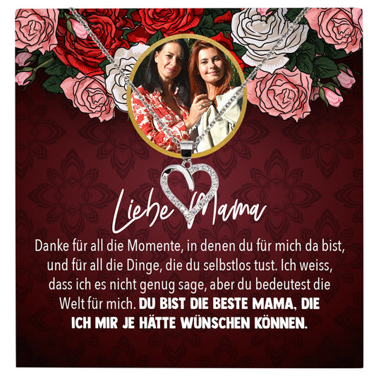 22Feels® Mama Schmuck Personalisiertes Geschenk Muttertag Geburtstag Frauen Halskette Personalisisierbar Karte Herz Collier Echt Silber Weihnachten-Schmuck mit Botschaftskarte - Herz21-22Feels