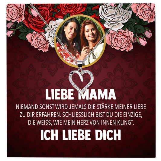 22Feels® Mama Schmuck Personalisiertes Geschenk Muttertag Geburtstag Frauen Halskette Personalisisierbar Karte Herz Collier Echt Silber Weihnachten-Schmuck mit Botschaftskarte - Herz21-22Feels
