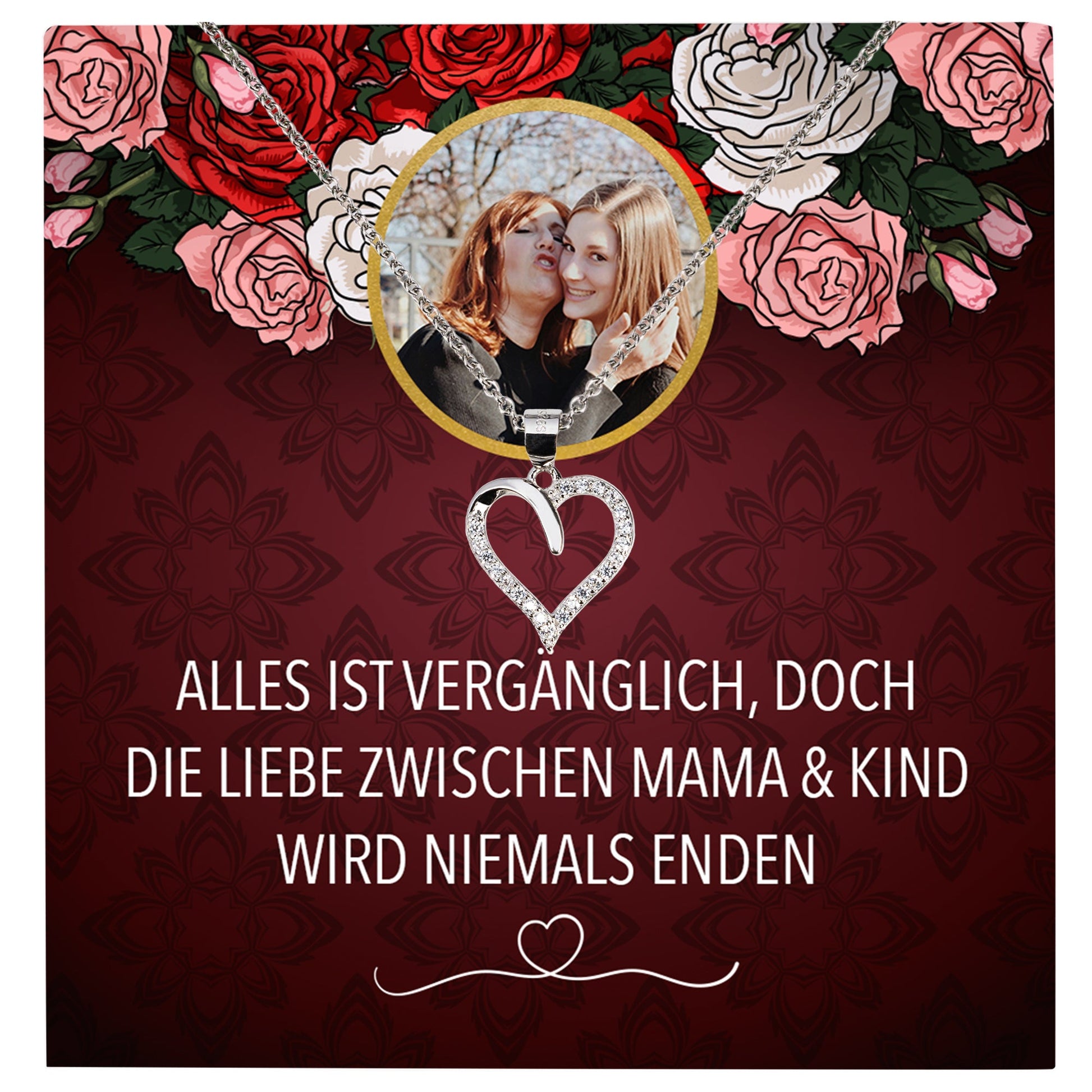 22Feels® Mama Schmuck Personalisiertes Geschenk Muttertag Geburtstag Frauen Halskette Personalisisierbar Karte Herz Collier Echt Silber Weihnachten-Schmuck mit Botschaftskarte - Herz21-22Feels