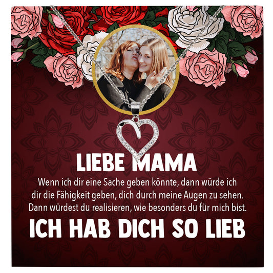22Feels® Mama Schmuck Personalisiertes Geschenk Muttertag Geburtstag Frauen Halskette Personalisisierbar Karte Herz Collier Echt Silber Weihnachten-Schmuck mit Botschaftskarte - Herz21-22Feels
