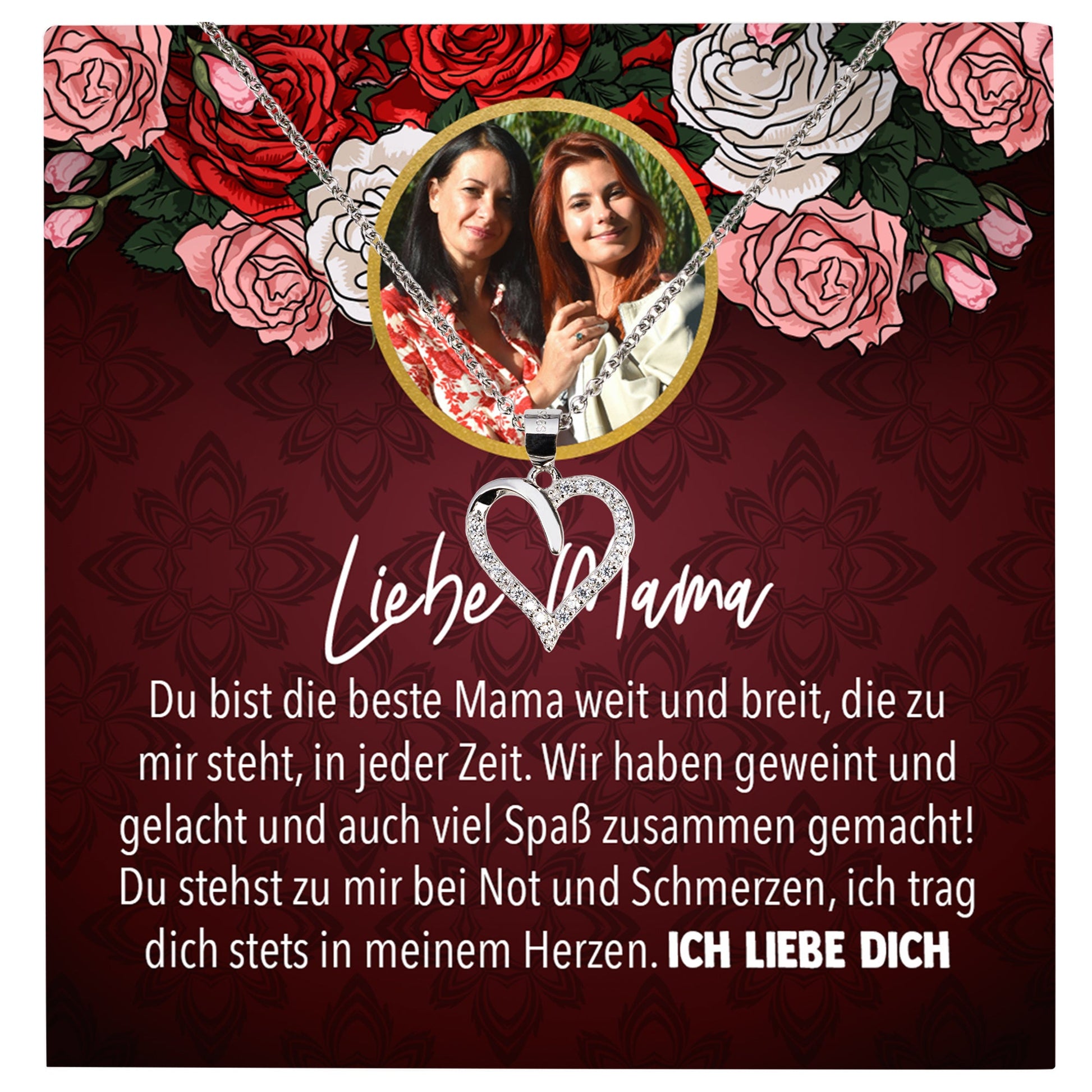 22Feels® Mama Schmuck Personalisiertes Geschenk Muttertag Geburtstag Frauen Halskette Personalisisierbar Karte Herz Collier Echt Silber Weihnachten-Schmuck mit Botschaftskarte - Herz21-22Feels