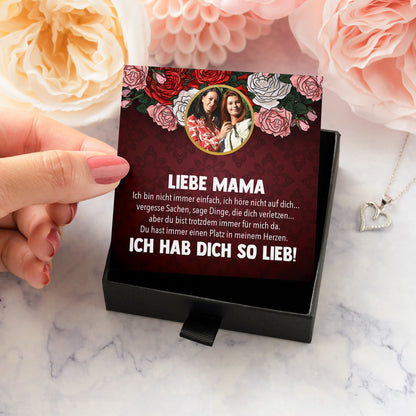 22Feels® Mama Schmuck Personalisiertes Geschenk Muttertag Geburtstag Frauen Halskette Personalisisierbar Karte Herz Collier Echt Silber Weihnachten-Schmuck mit Botschaftskarte - Herz21-22Feels