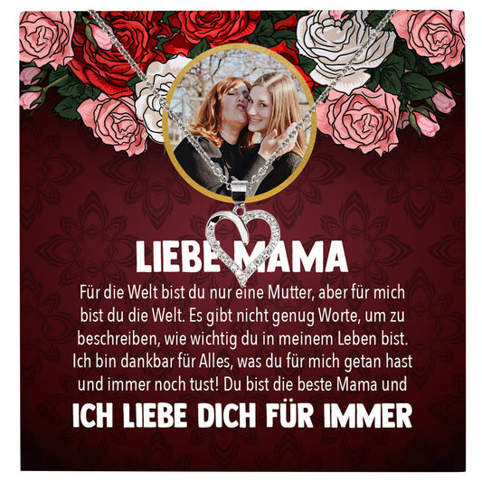 22Feels® Mama Schmuck Personalisiertes Geschenk Muttertag Geburtstag Frauen Halskette Personalisisierbar Karte Herz Collier Echt Silber Weihnachten-Schmuck mit Botschaftskarte - Herz21-22Feels