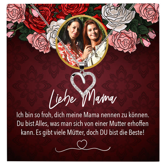 22Feels® Mama Schmuck Personalisiertes Geschenk Muttertag Geburtstag Frauen Halskette Personalisisierbar Karte Herz Collier Echt Silber Weihnachten-Schmuck mit Botschaftskarte - Herz21-22Feels