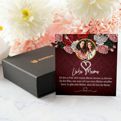 22Feels® Mama Schmuck Personalisiertes Geschenk Muttertag Geburtstag Frauen Halskette Personalisisierbar Karte Herz Collier Echt Silber Weihnachten-Schmuck mit Botschaftskarte - Herz21-22Feels
