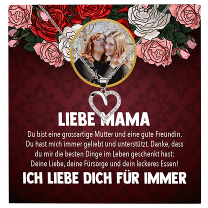 22Feels® Mama Schmuck Personalisiertes Geschenk Muttertag Geburtstag Frauen Halskette Personalisisierbar Karte Herz Collier Echt Silber Weihnachten-Schmuck mit Botschaftskarte - Herz21-22Feels