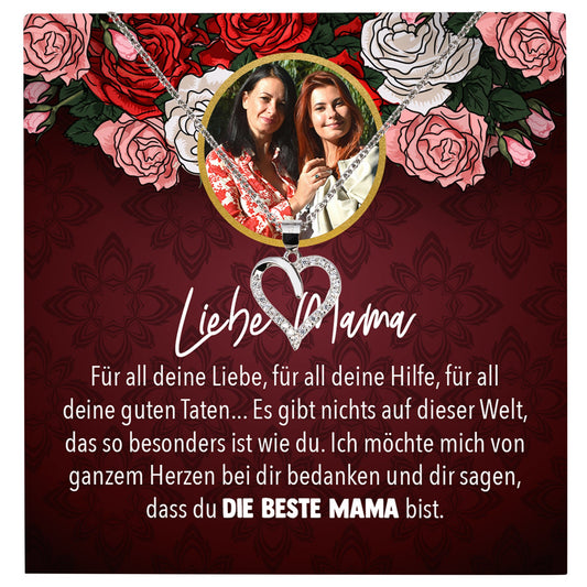 22Feels® Mama Schmuck Personalisiertes Geschenk Muttertag Geburtstag Frauen Halskette Personalisisierbar Karte Herz Collier Echt Silber Weihnachten-Schmuck mit Botschaftskarte - Herz21-22Feels