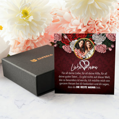 22Feels® Mama Schmuck Personalisiertes Geschenk Muttertag Geburtstag Frauen Halskette Personalisisierbar Karte Herz Collier Echt Silber Weihnachten-Schmuck mit Botschaftskarte - Herz21-22Feels