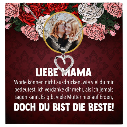 22Feels® Mama Schmuck Personalisiertes Geschenk Muttertag Geburtstag Frauen Halskette Personalisisierbar Karte Herz Collier Echt Silber Weihnachten-Schmuck mit Botschaftskarte - Herz21-22Feels