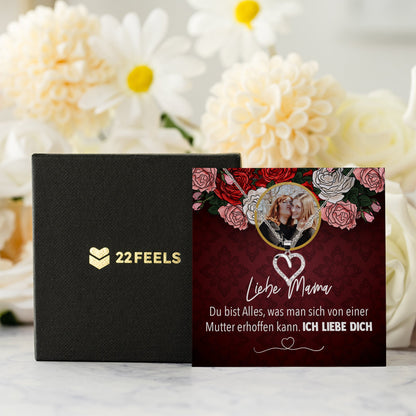 22Feels® Mama Schmuck Personalisiertes Geschenk Muttertag Geburtstag Frauen Halskette Personalisisierbar Karte Herz Collier Echt Silber Weihnachten-Schmuck mit Botschaftskarte - Herz21-22Feels