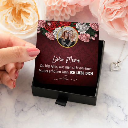 22Feels® Mama Schmuck Personalisiertes Geschenk Muttertag Geburtstag Frauen Halskette Personalisisierbar Karte Herz Collier Echt Silber Weihnachten-Schmuck mit Botschaftskarte - Herz21-22Feels