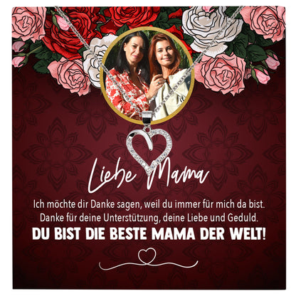 22Feels® Mama Schmuck Personalisiertes Geschenk Muttertag Geburtstag Frauen Halskette Personalisisierbar Karte Herz Collier Echt Silber Weihnachten-Schmuck mit Botschaftskarte - Herz21-22Feels