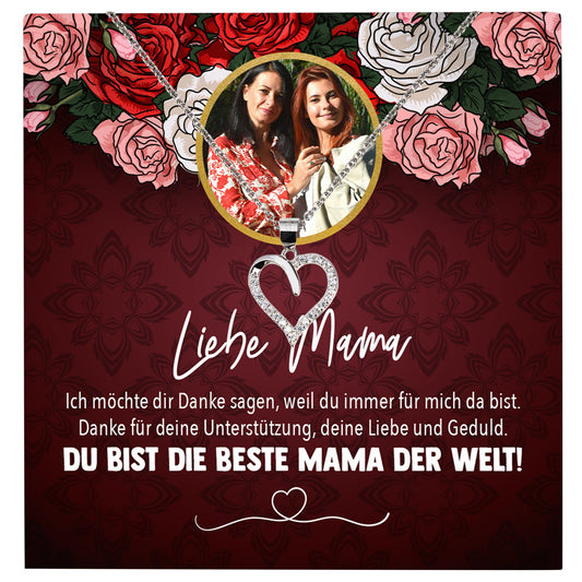 22Feels® Mama Schmuck Personalisiertes Geschenk Muttertag Geburtstag Frauen Halskette Personalisisierbar Karte Herz Collier Echt Silber Weihnachten-Schmuck mit Botschaftskarte - Herz21-22Feels