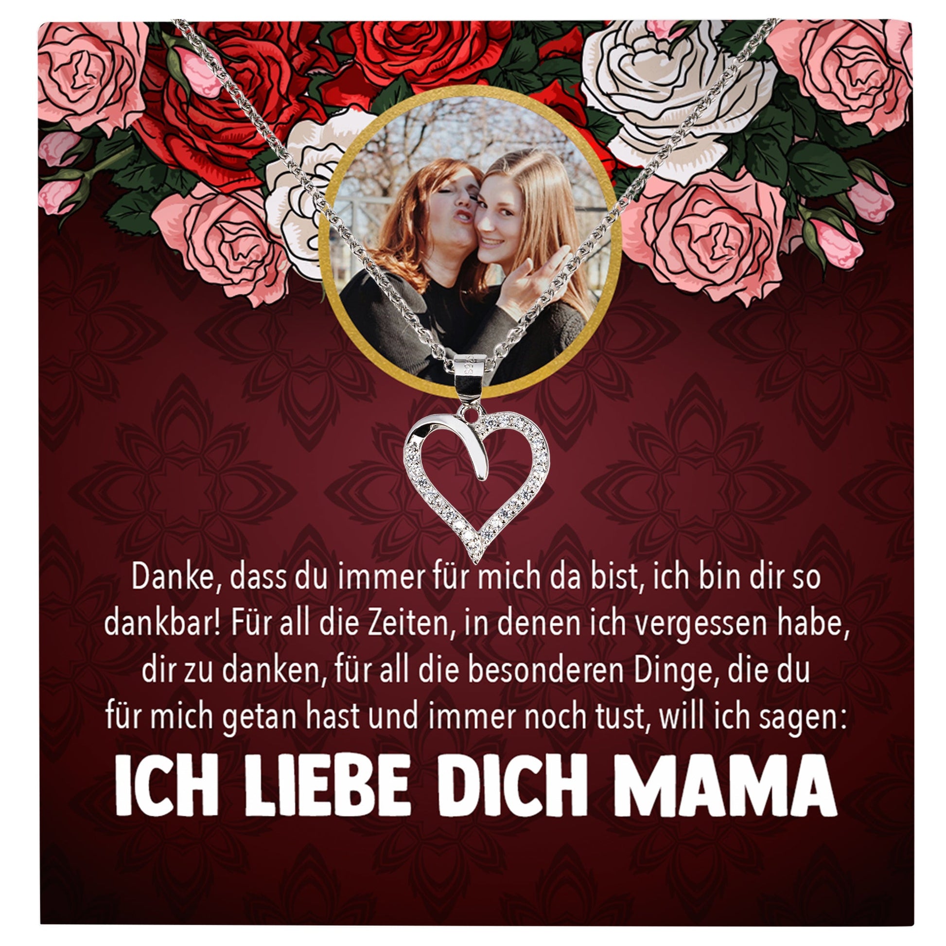 22Feels® Mama Schmuck Personalisiertes Geschenk Muttertag Geburtstag Frauen Halskette Personalisisierbar Karte Herz Collier Echt Silber Weihnachten-Schmuck mit Botschaftskarte - Herz21-22Feels