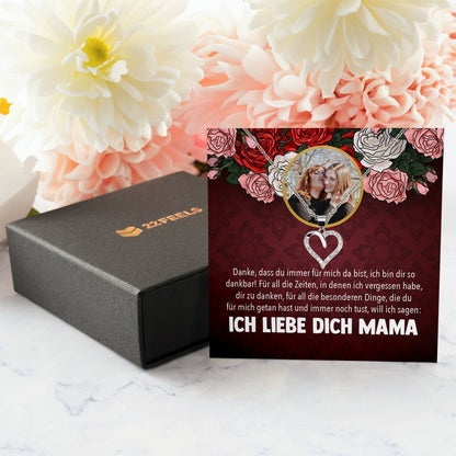 22Feels® Mama Schmuck Personalisiertes Geschenk Muttertag Geburtstag Frauen Halskette Personalisisierbar Karte Herz Collier Echt Silber Weihnachten-Schmuck mit Botschaftskarte - Herz21-22Feels