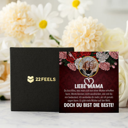 22Feels® Mama Schmuck Personalisiertes Geschenk Muttertag Geburtstag Frauen Halskette Personalisisierbar Karte Herz Collier Echt Silber Weihnachten-Schmuck mit Botschaftskarte - Herz21-22Feels